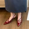 Fashion Pumps Footwear Red Women High Heels Shoes 2025 Luxury Fashion Metal Buckle Ladies Heels Shoes Female Pointed Toe Slingbacks