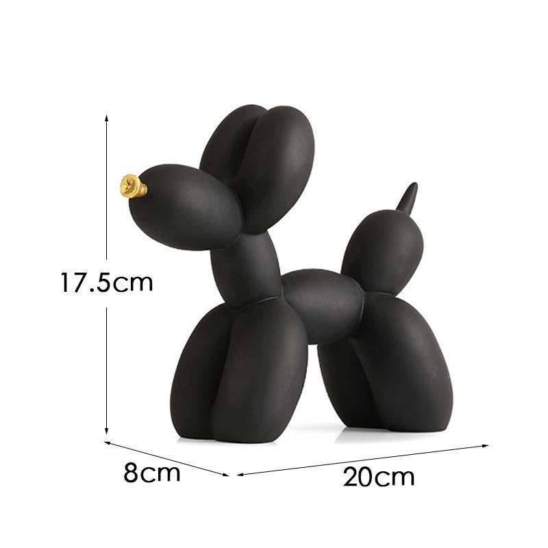 Plaid Balloon Dog Ornaments: Black & White Resin Decor for TV Cabinets & Living Rooms