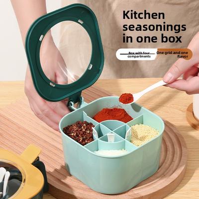 Seasoning Box - Kitchen Use - Household Seasoning Jar - Salt, Monosodium Glutamate, Pepper, Seasoning, Spices - Integrated Multi-Storage Box