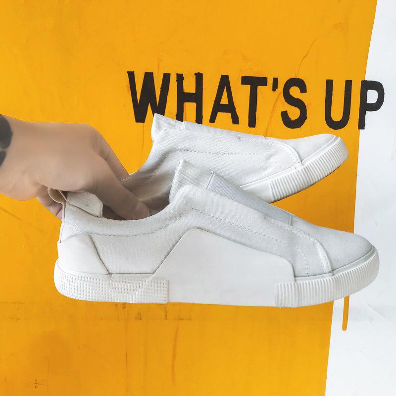 

AFANTING мужские новые парусиновые туфли мужская обувь корейская версия однопедальная ленивая обувь модная универсальная обувь повседневная обувь YS04 39 белый