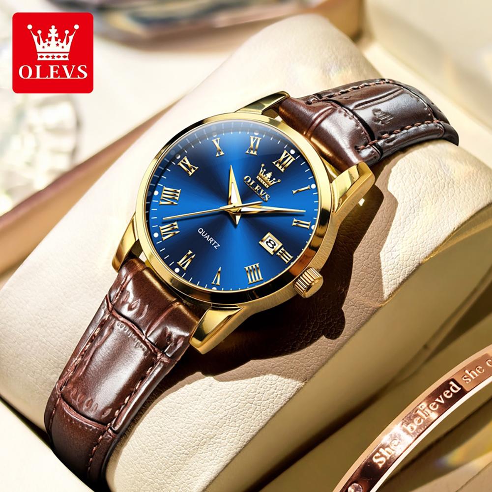 OLEVS 5892 Woman's Watch Date Quartz Movement Watch For Women Leather Strap Waterproof Ladies Clock Fashion Elegant Reloj