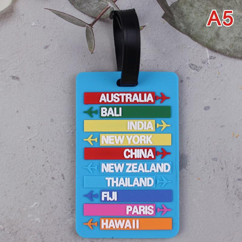 Ländername Koffer Gepäckanhänger Mode Buchstaben Adresshalter Gepäcketikett Silikon Kennung Reisezubehör