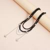 Love Zircon Double Chain Tassel Design Collar Chain - Crystal Necklace For Women