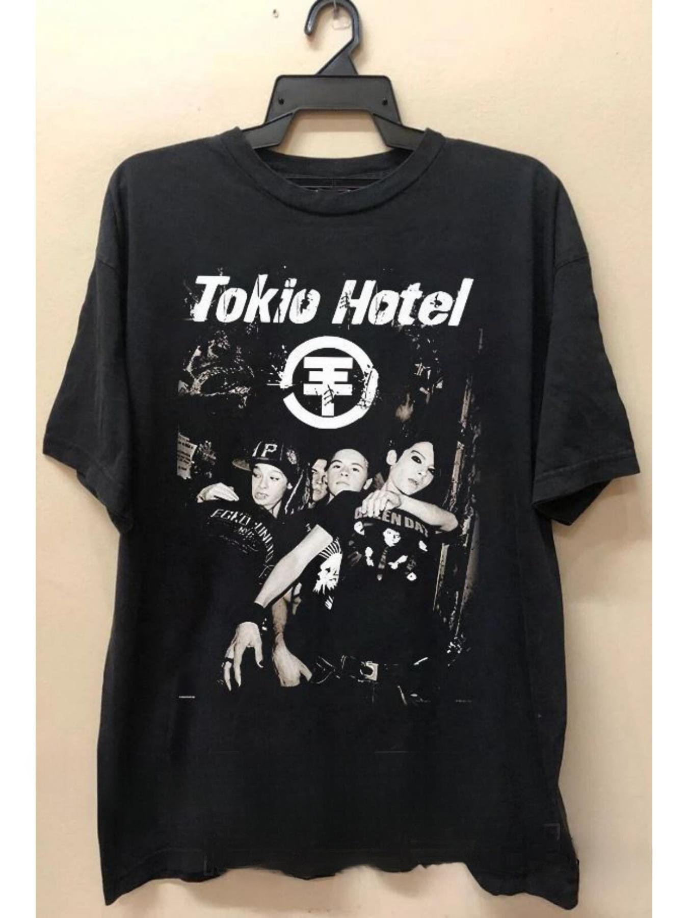 Band World T-Shirt from The Hotel - Unisex Design Featuring a Black Base with White Band Graphics S