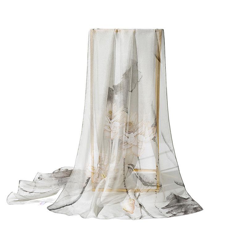 Shanghai Story New Silk Scarf Women's Spring and Summer Thin Mulberry Silk Printed Scarf Fashionable and Versatile Shawl