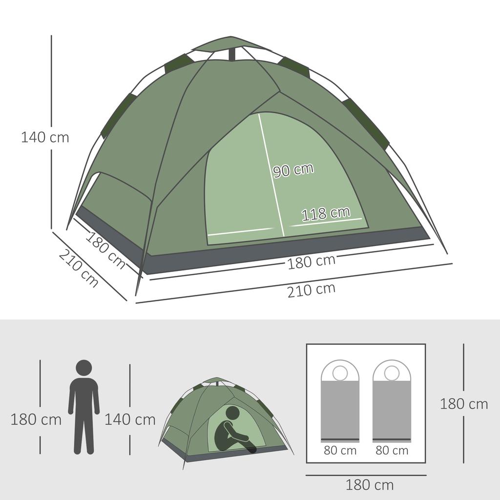 Tenda da campeggio per 3 persone Tenda automatica pop-up Portatile a doppio strato per festival Escursionismo Viaggi in famiglia Riparo