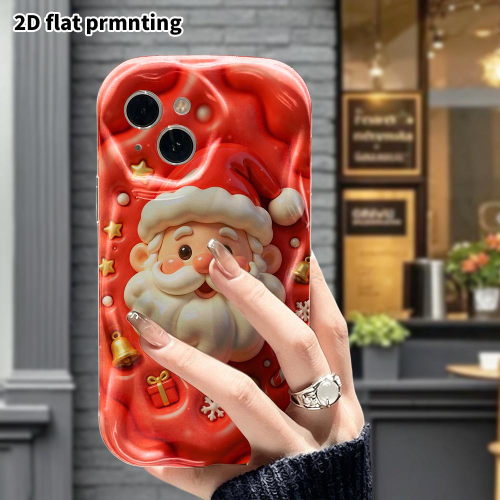 Phone Case: 2D Flat Design Suitable for iPhone 18 17 16 15 14 13 Pro Protective Case, Santa Claus Head, Perfect Christmas and Halloween Holiday Gift