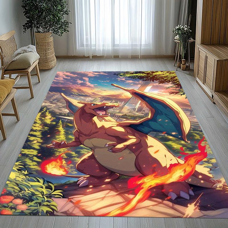 Charizard Charmander Pokemon Living Room Non-Slip Area Rug Soft Carpet for Bedroom Kids Playroom Sofa,Home Decor Doormat Gift