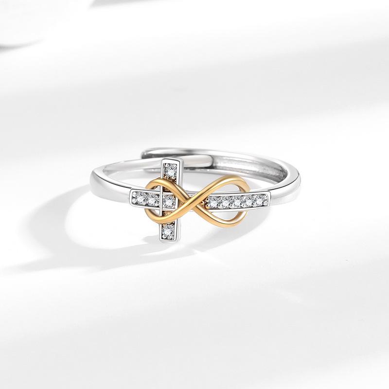 Anello Croce Bicolore Placcato - Anello Elegante Europeo & Americano per Dito Indice da Donna