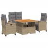Vidaxl 4-Cz. Gartenmöbel-Set mit Kissen, Beige, Polyrattan