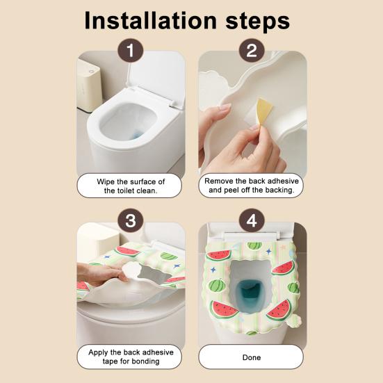 Toilet Seat with Integrated Handle Fruit Pattern Easy to Clean EVA Waterproof Thickened Surface Quick Drying Toilet Seat Pad