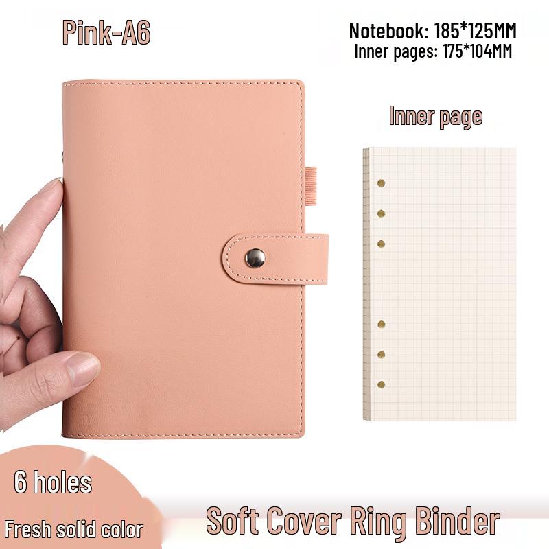 Minimalist A6 Soft Leather Ring Binder Planner Notebook