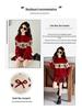 Girls' Red Round Neck Sweater - Autumn/Winter 2025 Knitwear for Big Kids, Perfect for Christmas & New Year