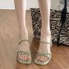 Korean version of thick heeled square toe shoes for women in the summer of 2025 new minimalist high-heeled sandals