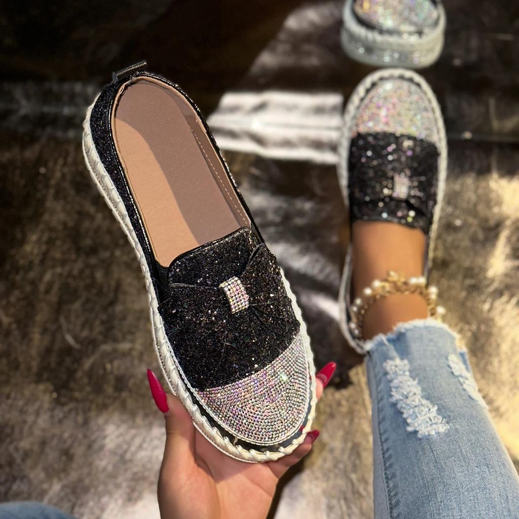 Scarpe da Donna Firmate Lusso Cristallo Scarpe Casual Suola Spessa Sneakers alla Moda Diamanti Mocassini Calzature con Plateau da Donna
