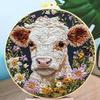 Embroidery Kit For Beginners Cute Cow Daisy Flower Stitches Kits For Beginners Includes Embroidery Hoop Cloth Needles