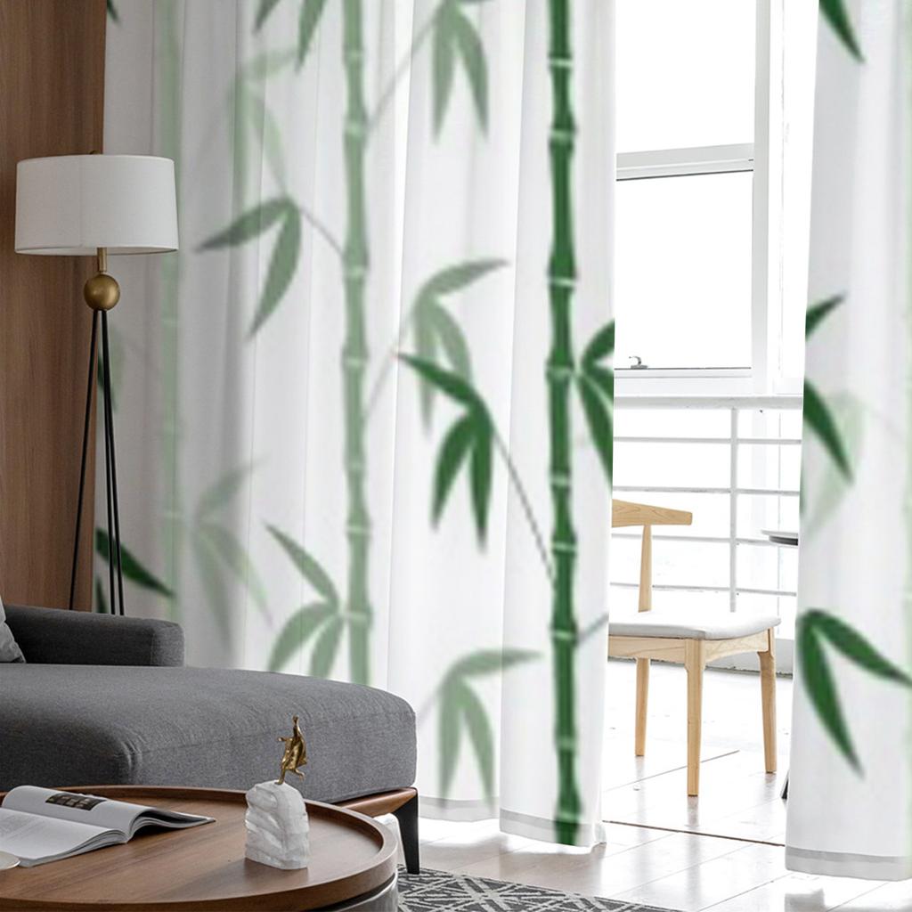 Abstract Bamboo Pattern White Tulle Sheer Curtains for Living Room the Room Bedroom Kitchen Decoration Voile Organza Curtains