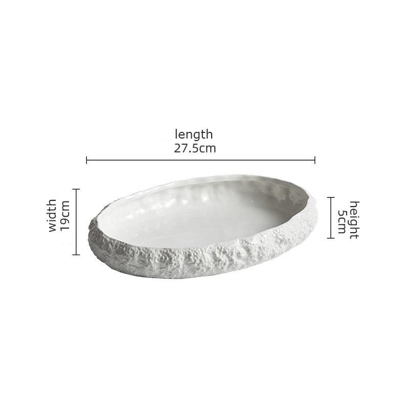 Rock Texture Ceramic Main Dish Plate Kitchen Household Pasta Steak Dish Plate Creative Pure White Characteristic Tableware