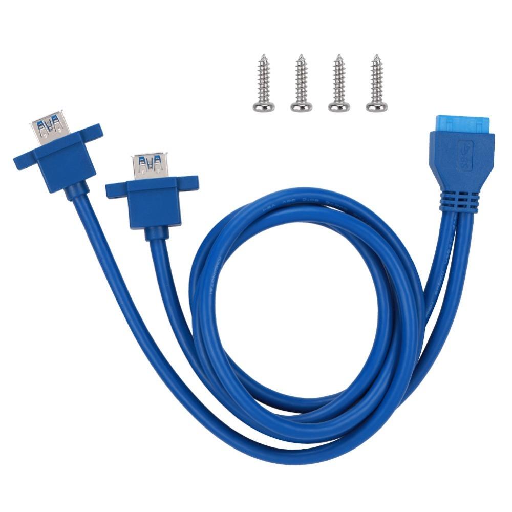 5Gbps USB3.0 19PIN To 2AF Cable Panel Mount with Screw Hole Motherboard Mount Adapter USB3.0 Expansion Cable Motherboard Header