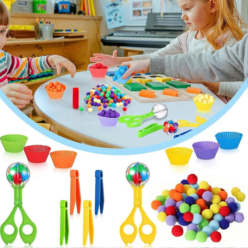 Pom-Pom Color Sorting Activity Set Interesting Kids Early Educational Toys for After-school Program
