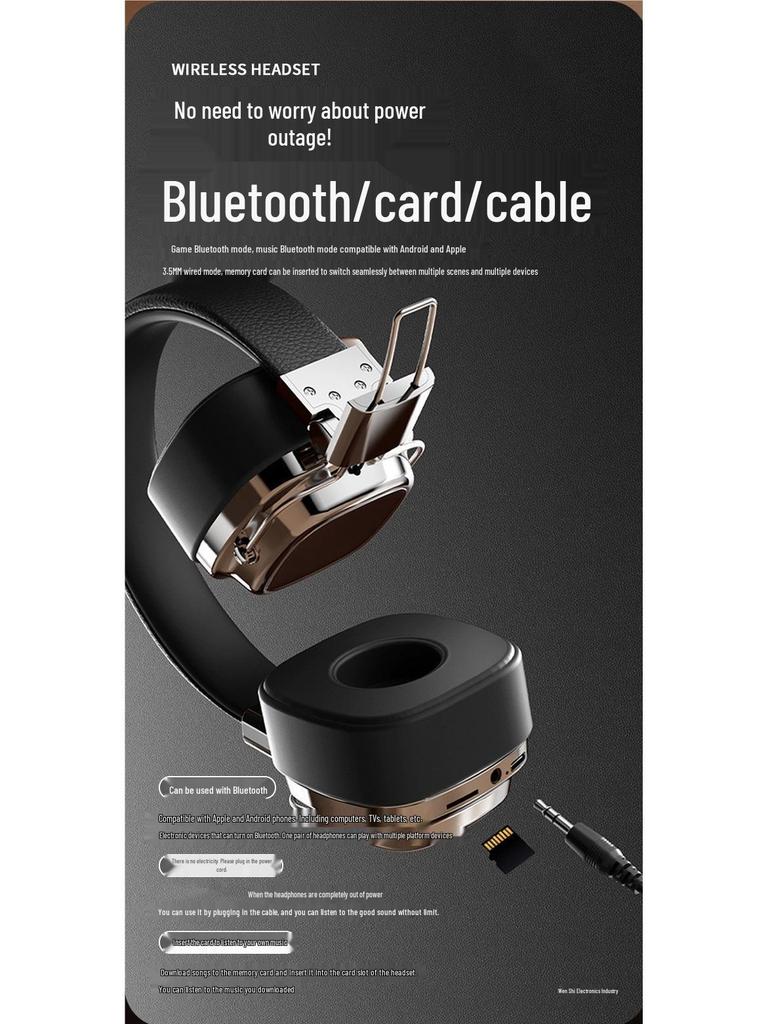 2024 American Retro Style Wireless Bluetooth 5.3 Headphones with Heavy Bass