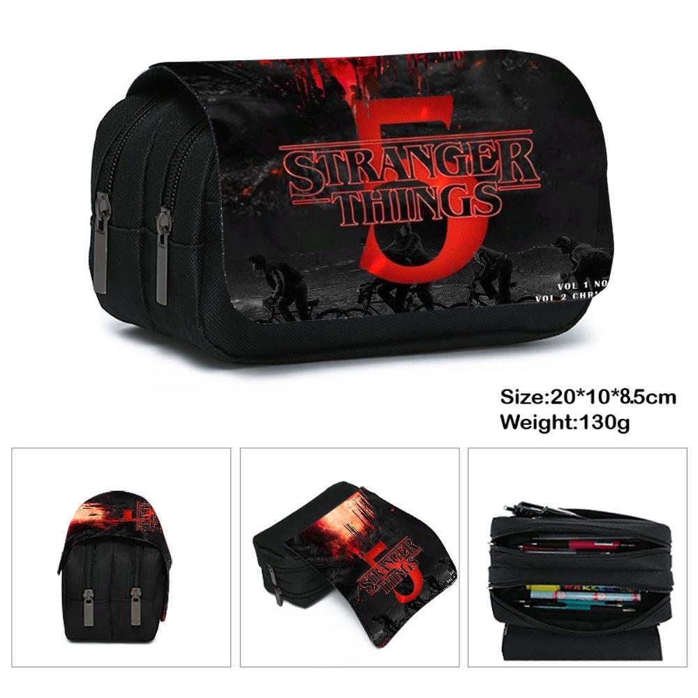 Stranger Things 5 Pencil Case, Large Capacity Multi-Layer Storage, Wear-Resistant Oxford Cloth Student Stationery Bag