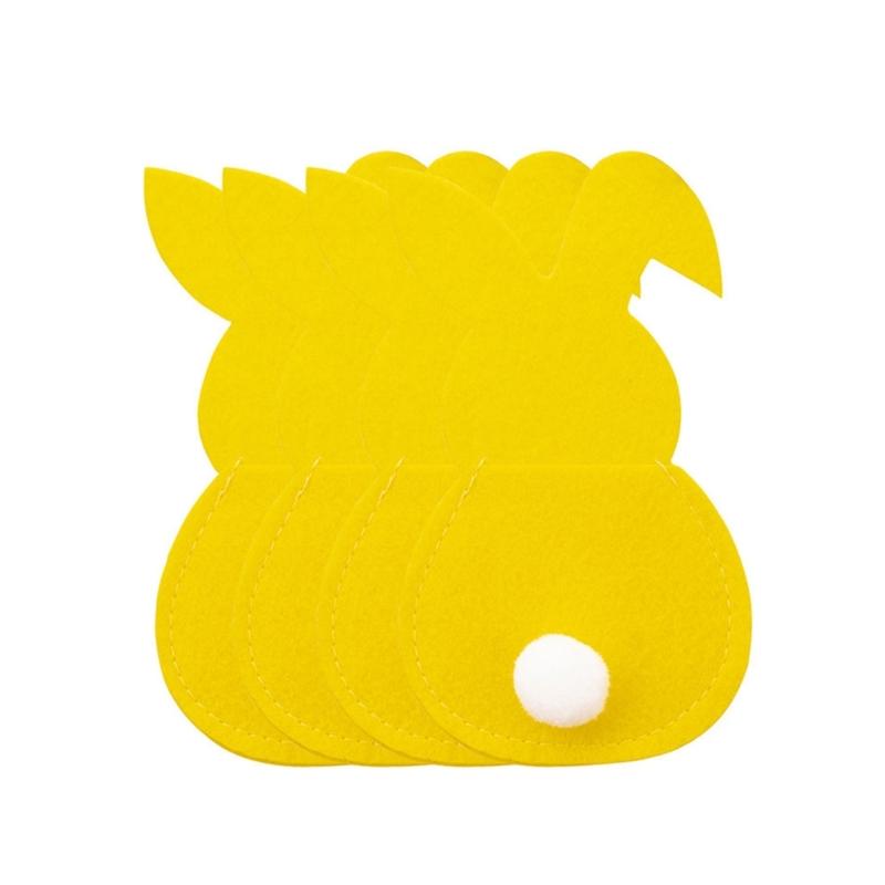 

Pack of 4 Cute Rabbit Cutlery Bags Fork Set Cover Easter Felt Rabbit Cutlery Bag Rabbit Cutlery Bags Set for Dining жёлтый