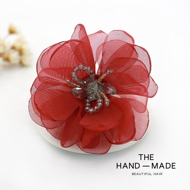 Korean Fabric Flower Brooch Corsage: Elegant Gauze Pin for Women