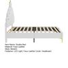 Princess Bed 140x200cm Flat Double Bed Crown-Shaped Soft Upholstery Made of Faux Leather Adjustable LED Ambient Light Strip White