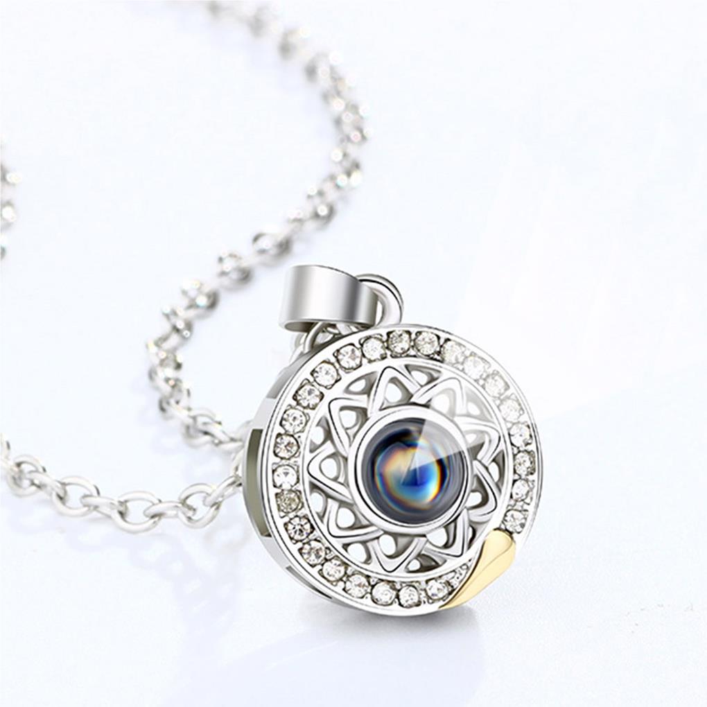 1 Pair Moon Sun Couple Necklace Decorative Electroplated Anti-rust Stylish Projector Pendant Ornament Birthday Gift