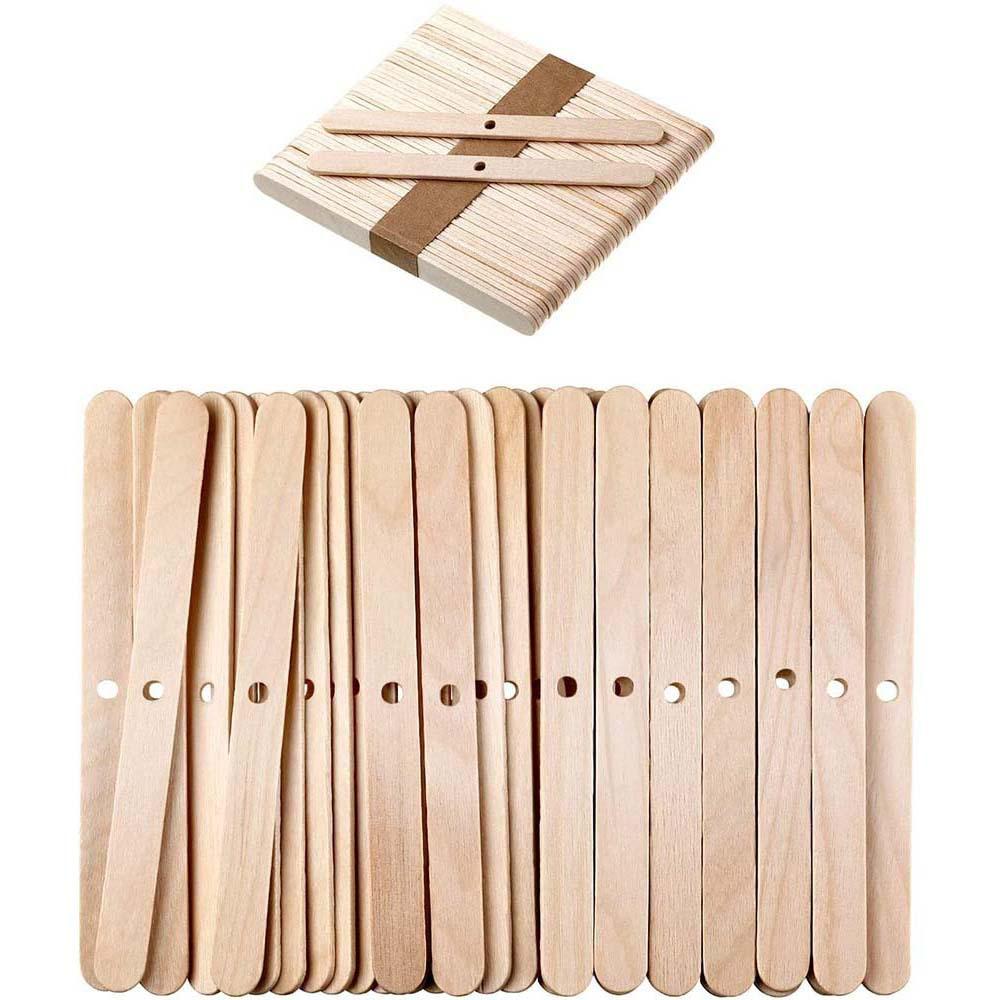4mm Wooden Wick Holder, Multi-Hole Popsicle Sticks, 100 Pcs DIY Candle Wick Making Tools