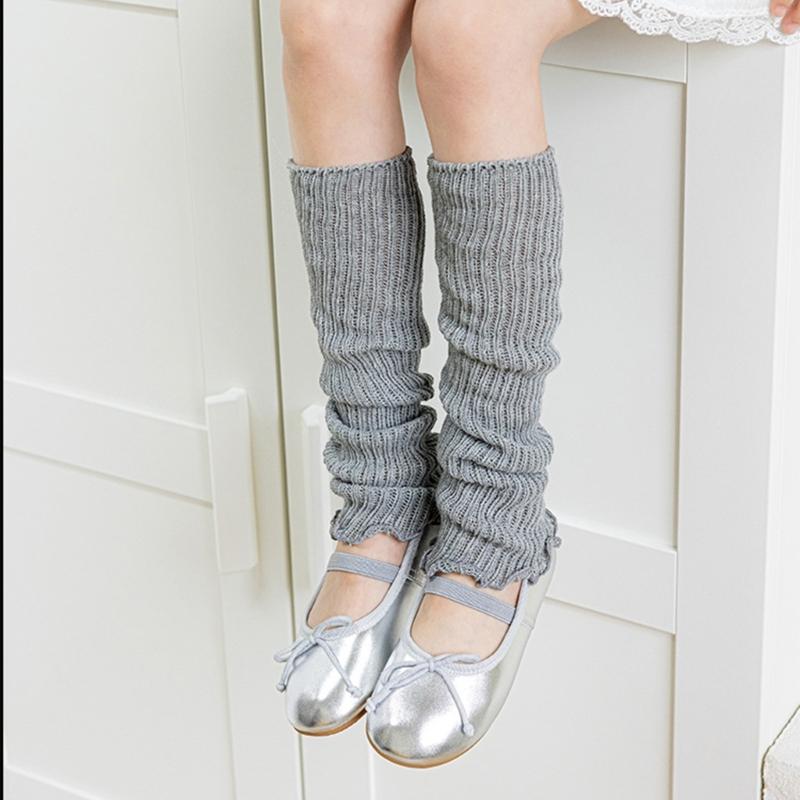Children's Lightweight Socks Cover Leg Warmer with Ruffled Edges Macaron Color for Girls Spring Summer Wear
