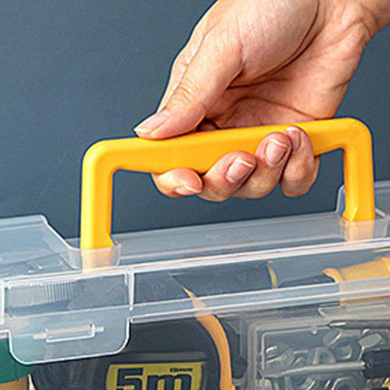 Toolbox Small Parts Screwdrivers Wrenches Transparent Storage Box with Adjustable Compartments Impact-Resistant Organizer Case
