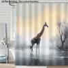 Giraffe In Misty Lake Digital Art Shower Curtain With 12 Hooks For Bathroom Home Decor Polyester 2D Flat Print 70.8X70.8 Inch
