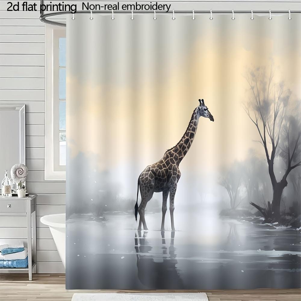 

Giraffe In Misty Lake Digital Art Shower Curtain With 12 Hooks For Bathroom Home Decor Polyester 2D Flat Print 70.8X70.8 Inch W60H190(CM)-1 Pcs