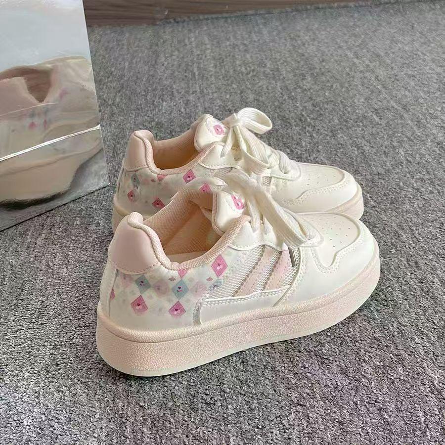 Girls' Versatile White Shoes Girls' Fashionable Sneakers Non-slip Sports Shoes Lightweight Casual Shoes