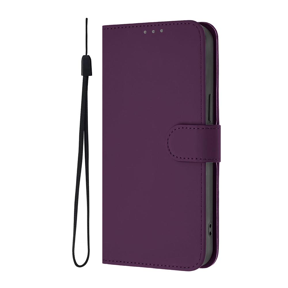 Solid Color Wallet Case for iPhone 16E 13 12 Mini 11 Pro Max XR SE 6 6S 7 8 Shockproof Kickstand Card Holder Strap Phone Cover