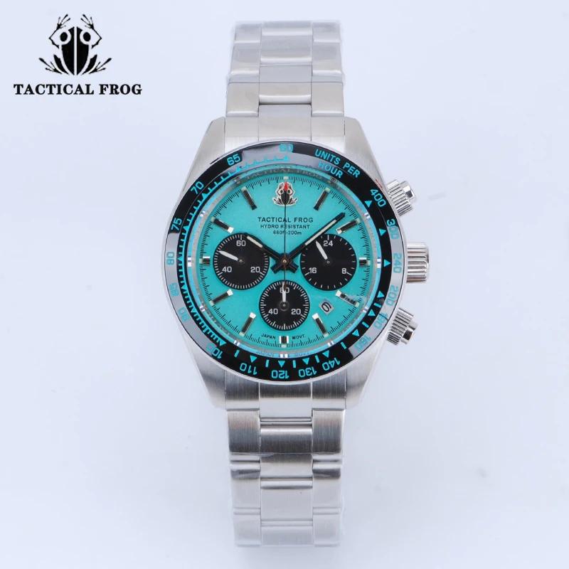 Tactical Frog Panda Timing Watch VS75A Solar Quartz Movement Sapphire Crystal 20Bar Diving Watch C3 Night Light Men's Watches