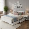 Wooden Bed, Double Bed, Youth Bed, Adult Bed, with Storage Drawers, Frame Made of Pine Wood, White (140x200cm)