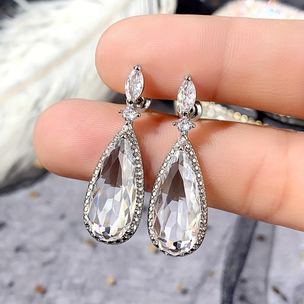 Classic Water Drop Earrings Purple Zircon Long Earrings Women's Earrings Banquet Accessories
