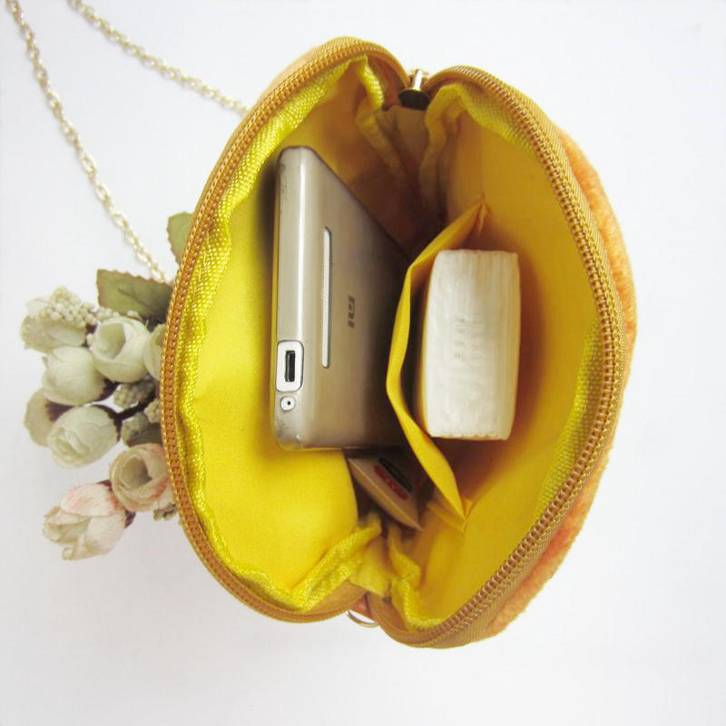 Creative female shoulder bag cute poached egg bag toast bread chain mobile phone bag Japanese and Korean fabric mini bag