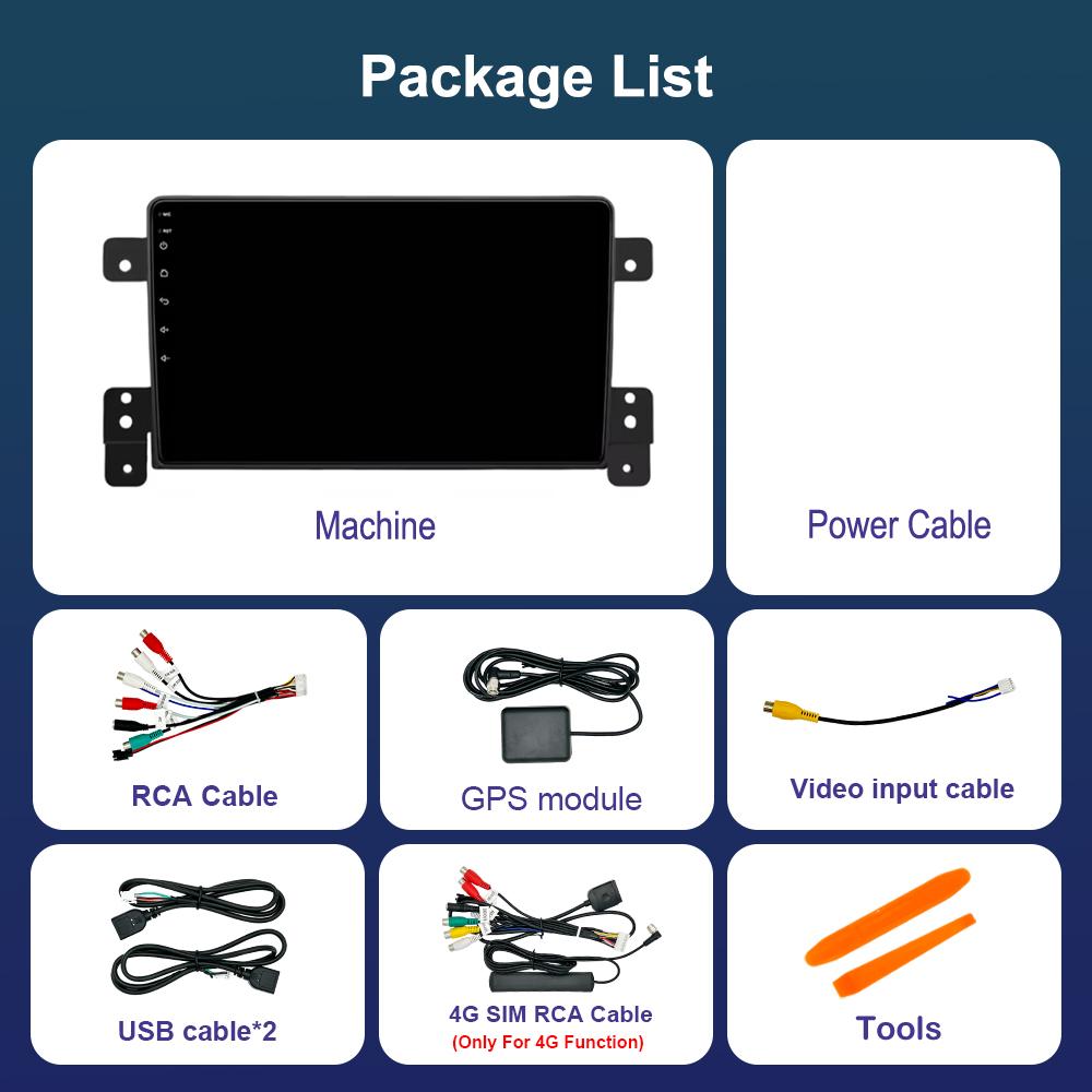 Car Video Multimedia Player DSP Stereo 2.5D Screen for Suzuki Grand Vitara 3 2005 - 2015 Navi GPS Android 14 WiFi BT Head Unit