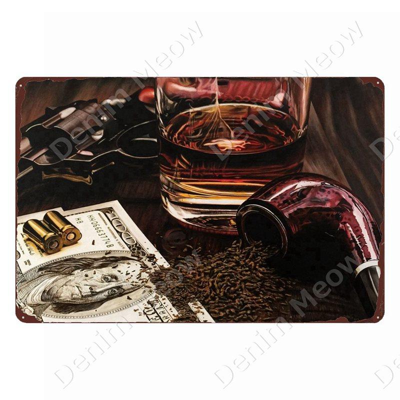 Whisky Märke Vintage Metallskyltar Man Cave Plåtskyltar After Hours Dekor för Bar Pub Klubb Alkohol Vodka Väggdekoration ZSS103