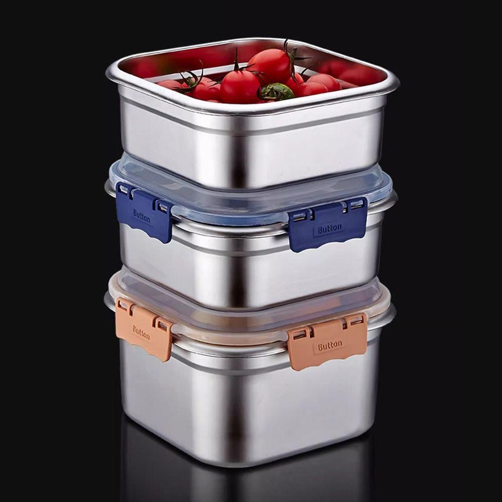 Stainless Steel Freshness-Keeping Box Leakproof Lunch Box Anti-Drip Sealed Storage Box  Picnic