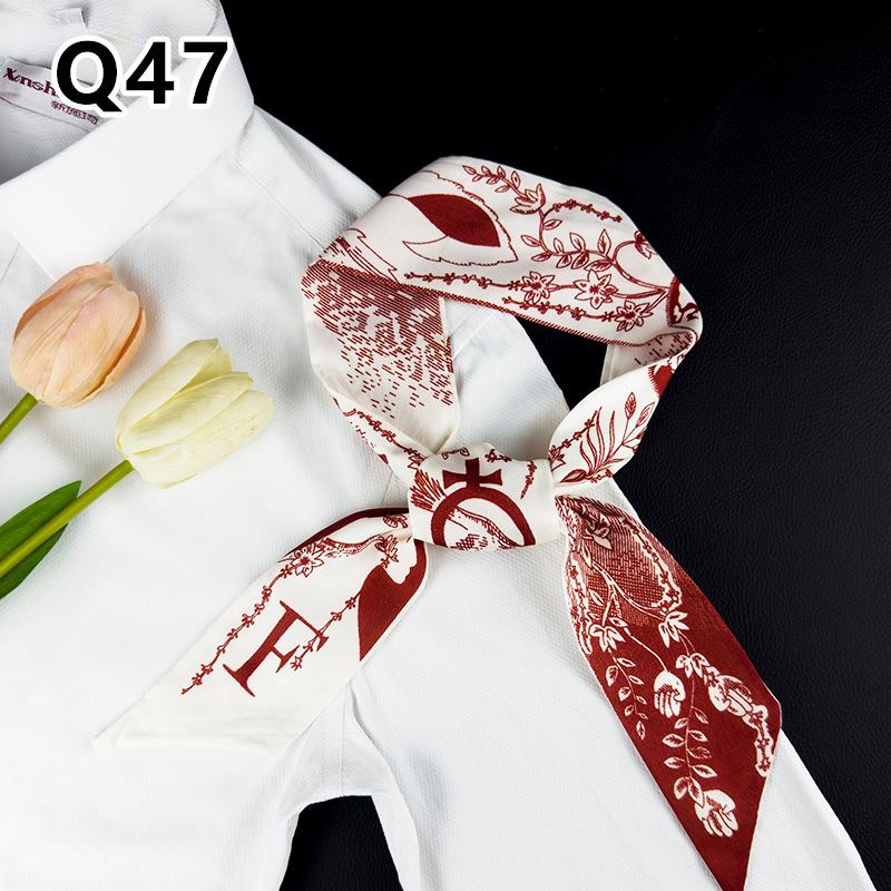 New Long Versatile Silk Scarf Tied Hair Band Bow Letter Floral Streamer Tied Bag Gift Small Silk Scarf