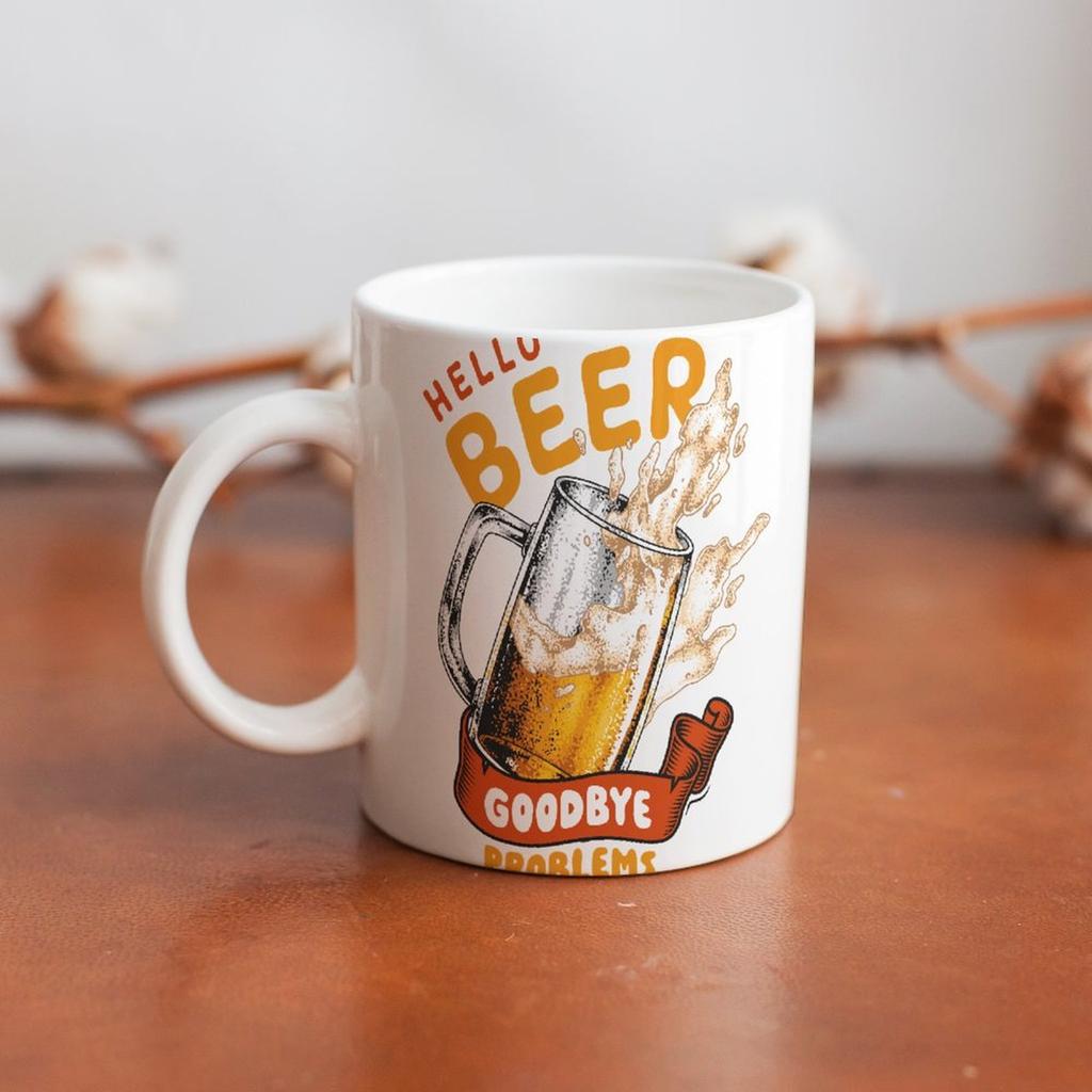 1pc 11oz Double-Sided Printed Ceramic Mug for Beer Fans, Perfect Daily Cup and Fun Surprise Gift