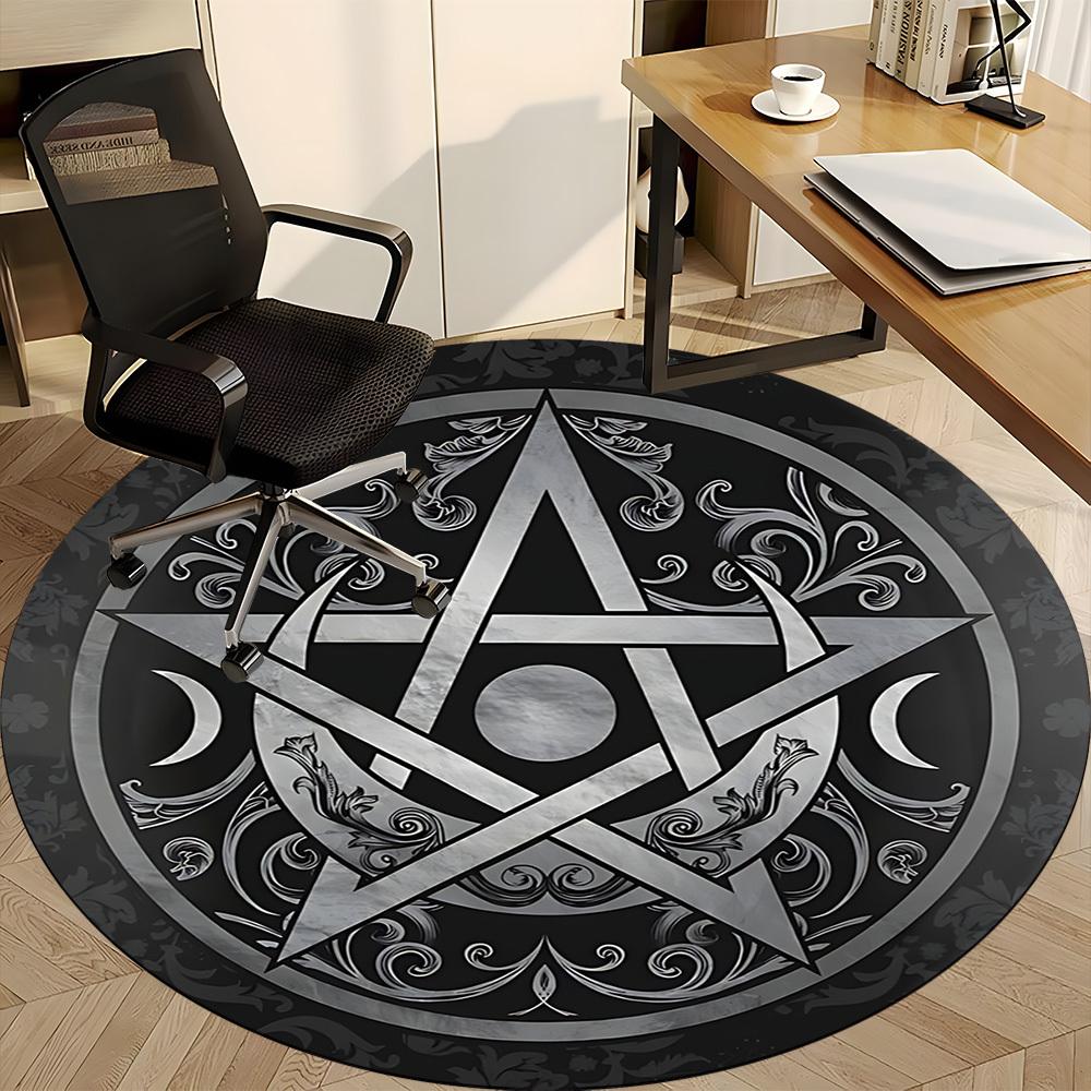 1PC Witchcraft Symbol Office Round Area Rug, Mat Suitable For Office, Under Office Chairs Bedroom Living Room Home Decor, Room Deco