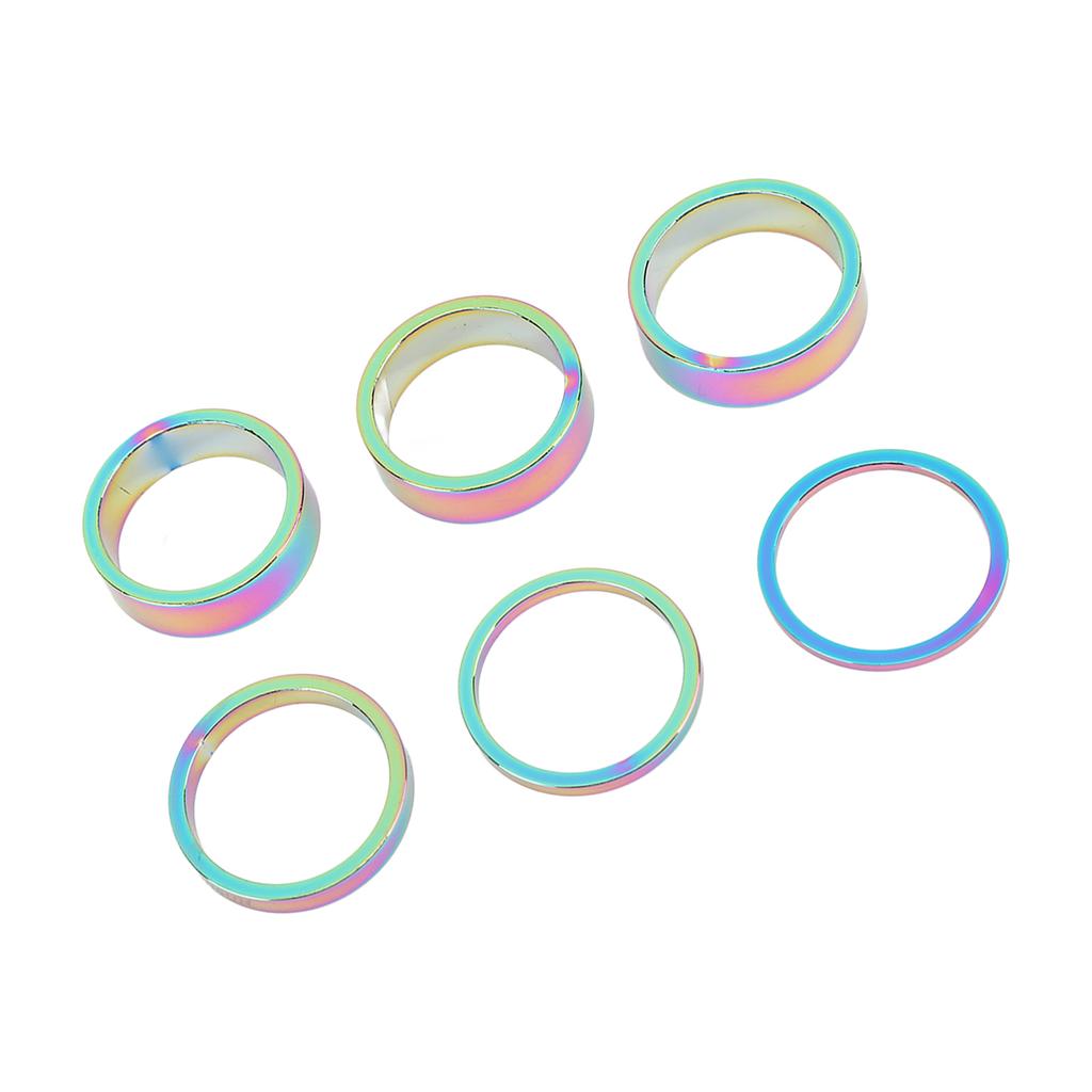 X23510 6PCS Bike Headset Spacer 28.6mm 1.1in Mountain Bike Aluminium Alloy Front Fork Spacer Washer 10mm 5mm 3mm 2mm