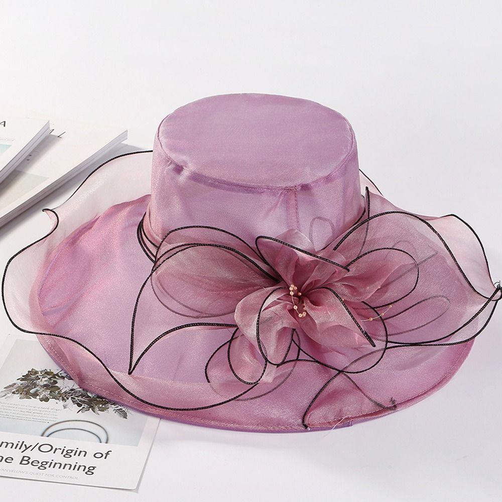 Fashion Large Brim UV Protection Sunscreen Cap Beach Hat Sun Hat Organza Hat