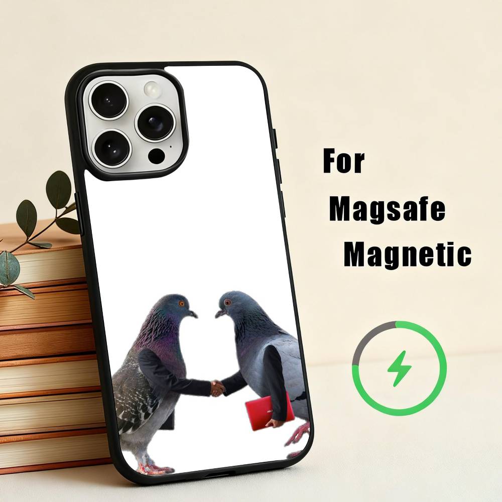 Funny P-Pigeon Mischief Phone Case For iPhone 17,16,15,14,13,12,Plus,Pro,Max for Magsafe Magnetic Wireless Charging